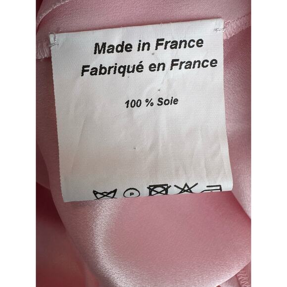 Dovima Paris Pink Silk long sleeves red wrist ties tunic top blouse size S - Picture 6 of 14